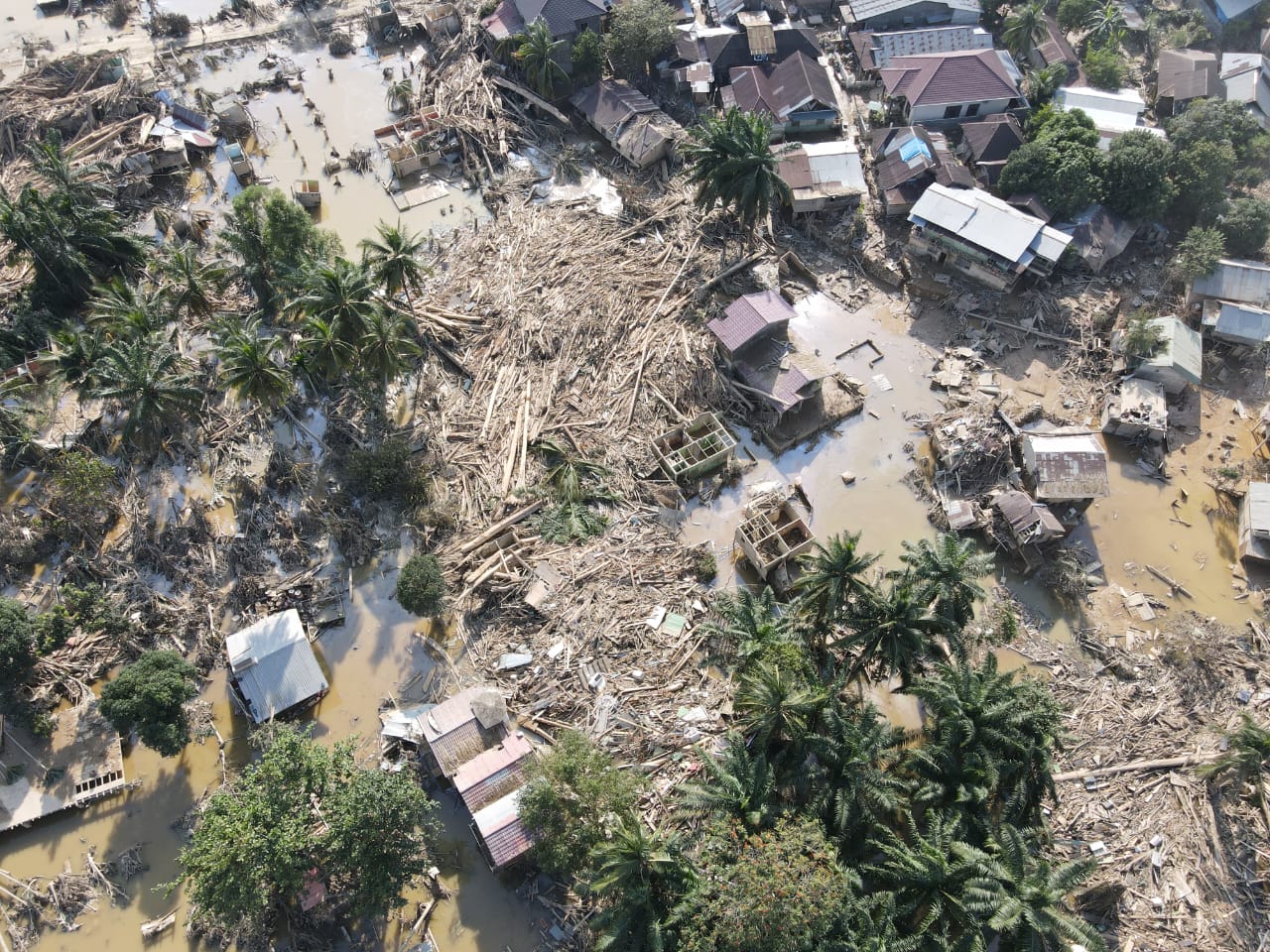 The current state of Kuala Simpang as of December 7, 2025, in the aftermath of the flash flood.